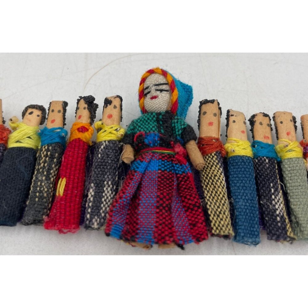 Handmade Guatemalan Worry Doll Craft Ribbon Colorful Traditional Outfits